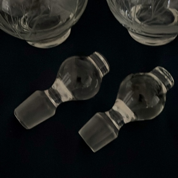 Vintage Cut Etched Crystal Cruet Set With Stoppers - Picture 2 of 10